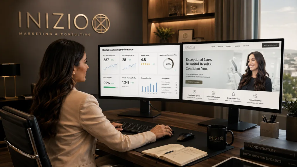 Dental marketing strategist reviewing patient growth and website performance